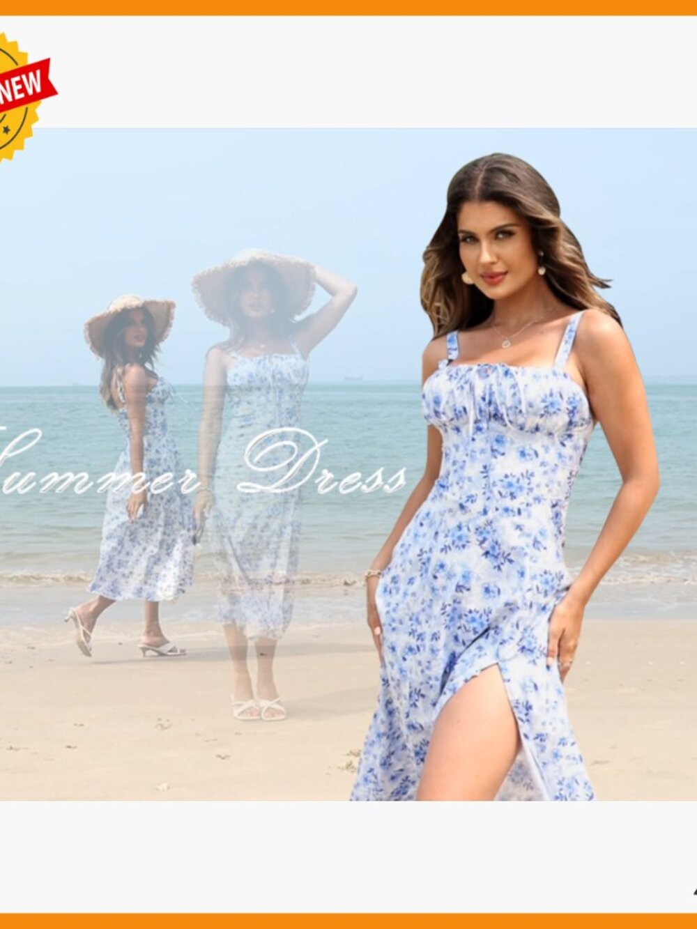 Summer Corset Midi Dress Floral Lace Up A-Line Casual Sundress - Picture 5 of 7